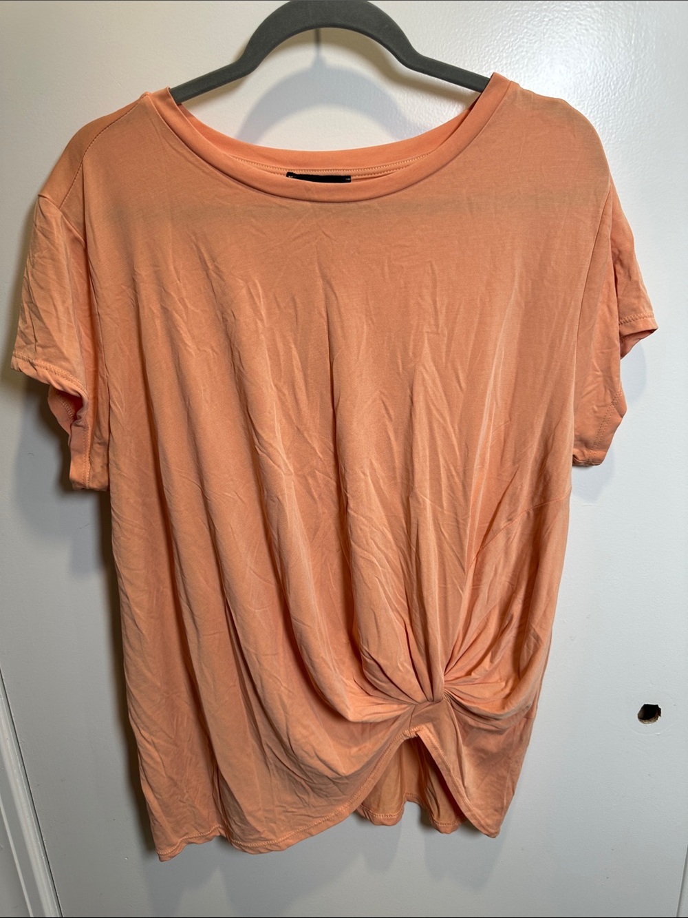 Women's Twist-Front Short Sleeve Tee in Peach (23)
